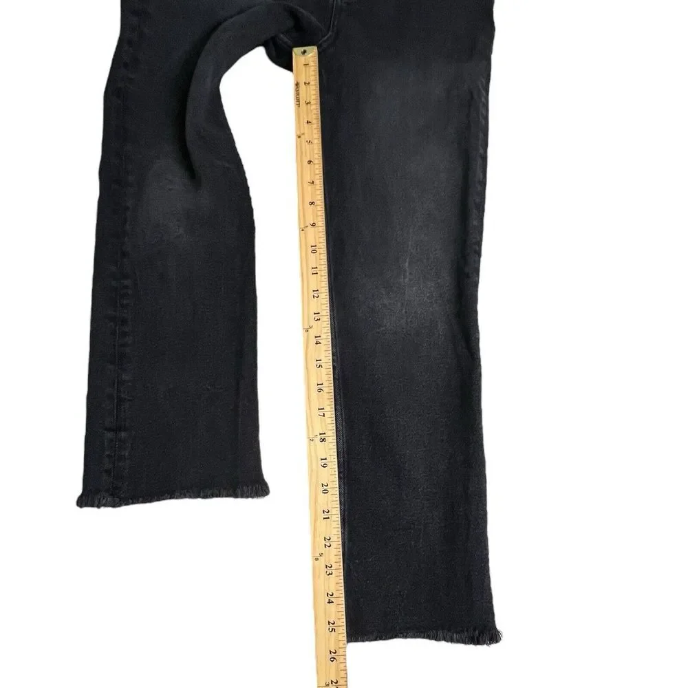 We The Free Womens 28 Black High‎ Rise Raw Hem Cropped Straight Leg Jeans